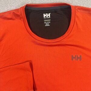 Helly Hansen Shirt Mens 2XL Orange Long Sleeve Technical Performance UPF 50 Logo